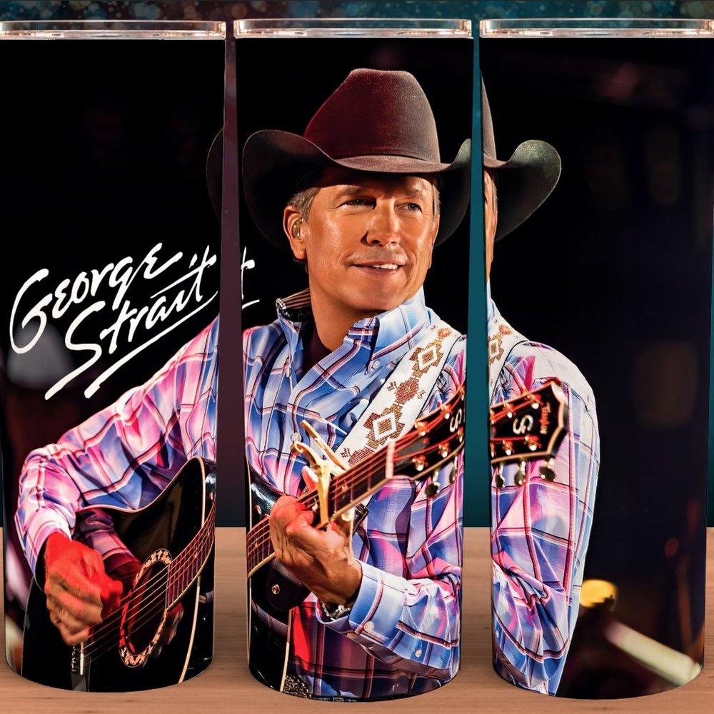George Strait on Guitar Country Western Cup Mug Tumbler 20oz